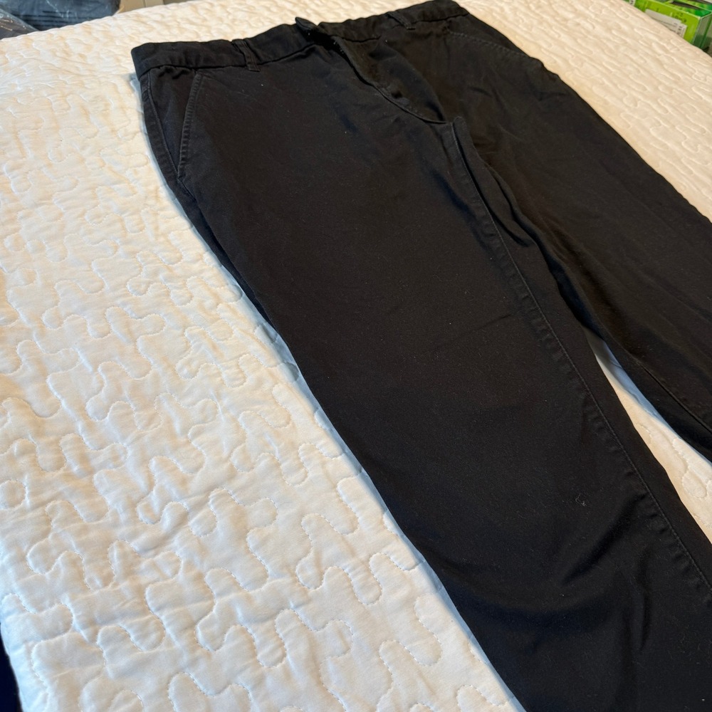 Calvin Klein Women 10 Pants Black Chino Stretch Tapered Cuffed OFFICE PREPPY